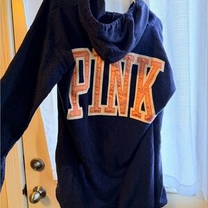 VINTAGE Navy Hoodie with PINK Victoria Secret